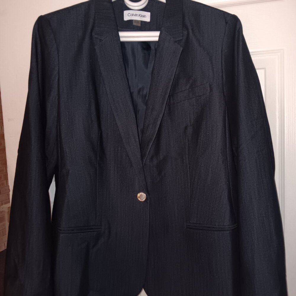 Calvin Klein suit, blackish-blue, jacket size 16, pants size 14